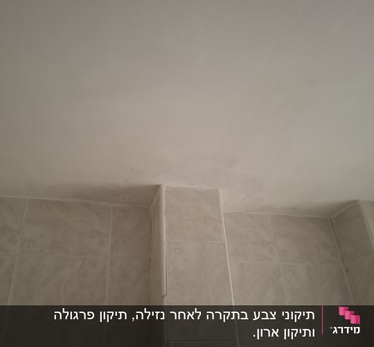 קיר עם אריחים ותקרה חלקה